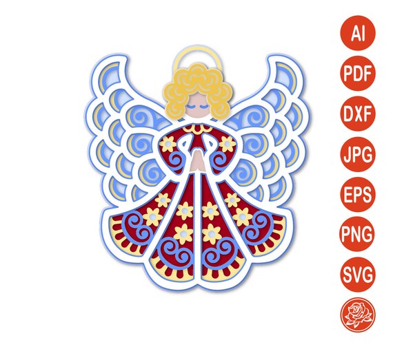 Download 3d Layered Mandala Angel Svg Christmas Angel For Cutting Etsy
