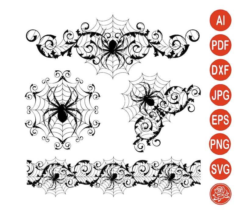 Download Spider Web SVG Halloween Spider Clipart DXF Border ...