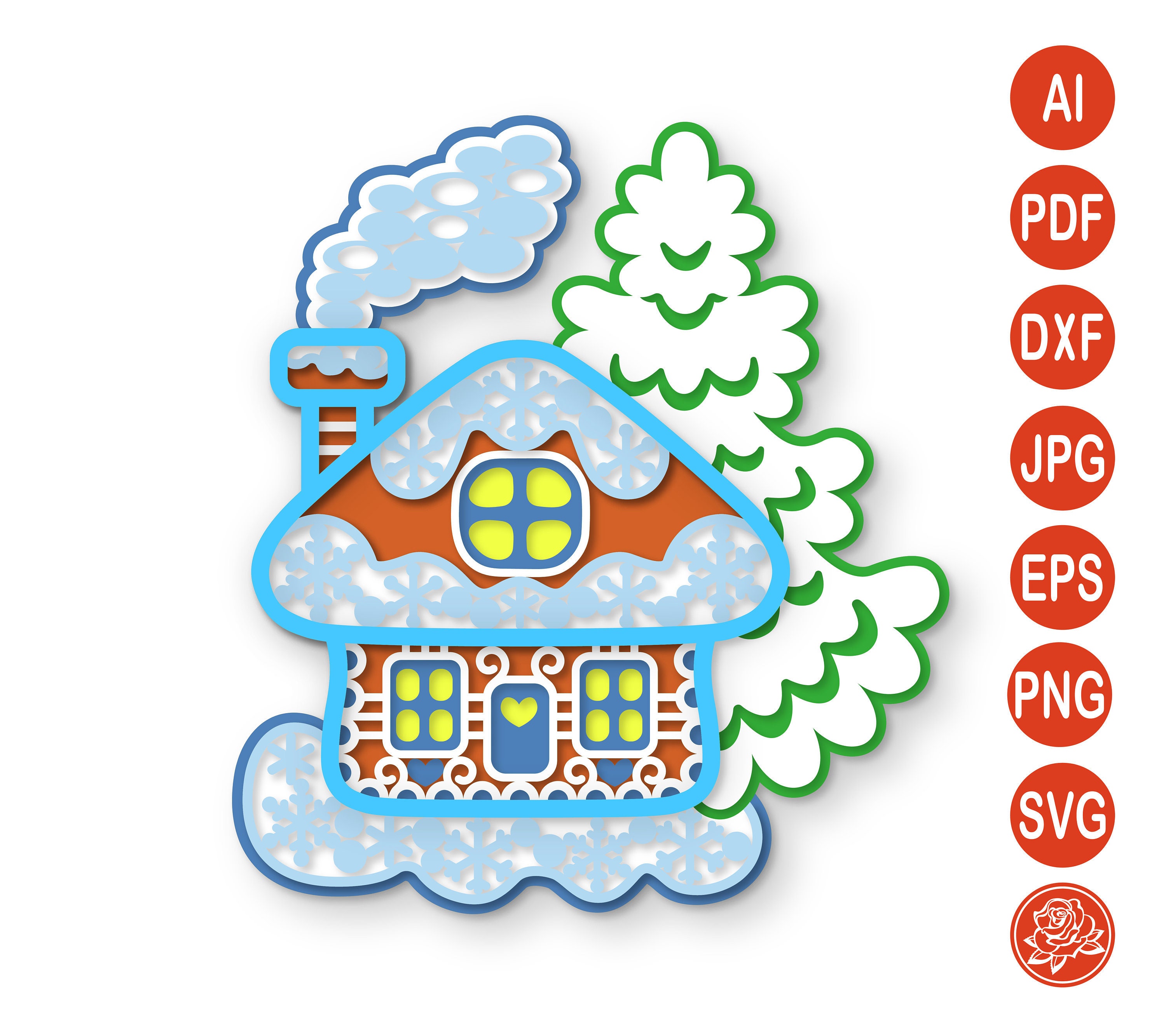 Download 3d Layered Christmas House Mandala Svg Gingerbread House 7 Etsy