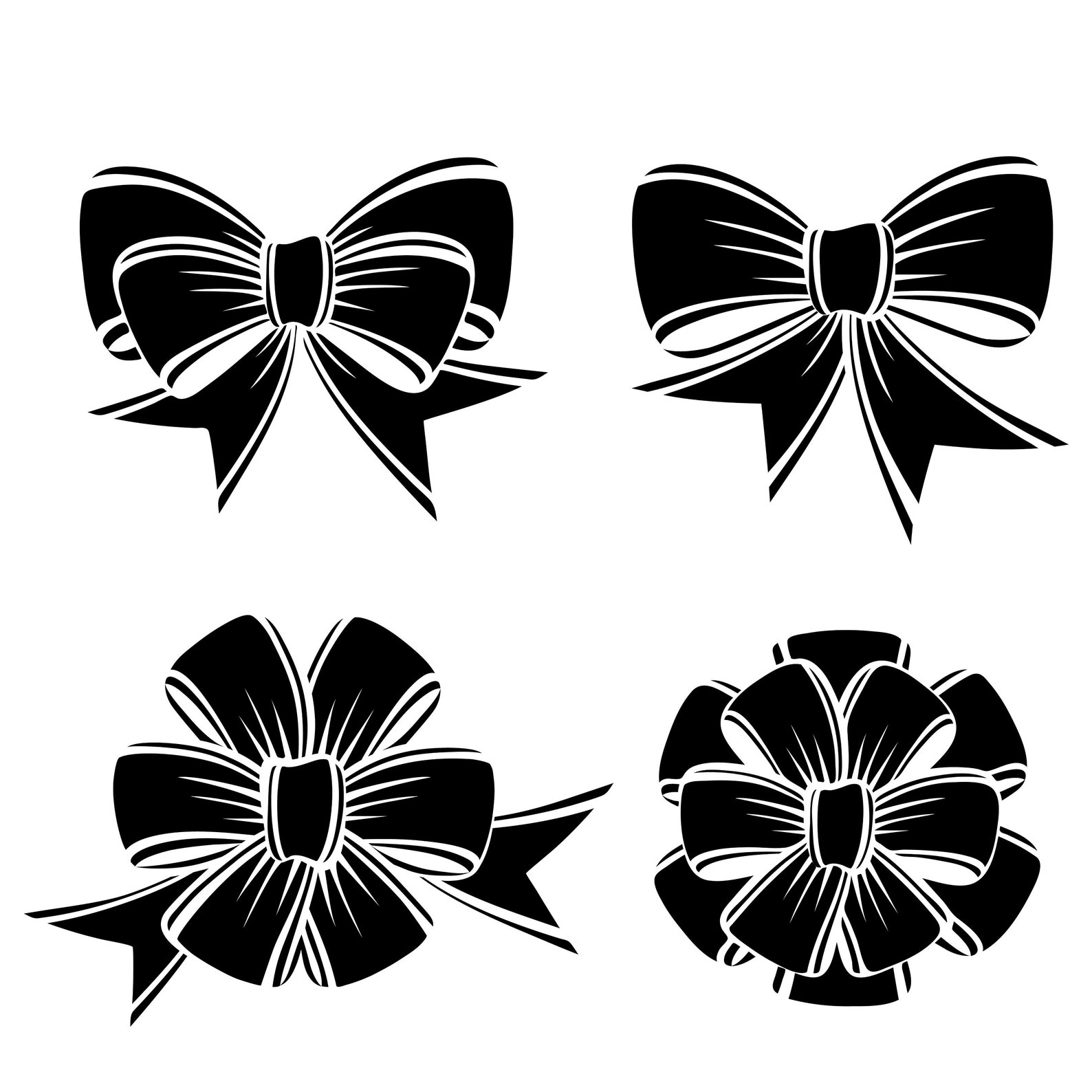 Bows Design Greeting Card SVG Gift Bow PNG Silhouette Etsy