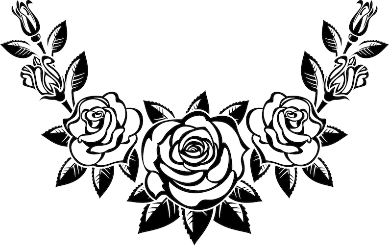 Download Rose Bouquet Template for SVG Design Silhouette of Flower | Etsy