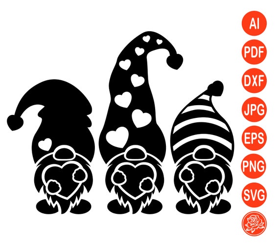 Download Three Gnomes Valentine S Day Svg Love Heart Gnome Holding Etsy