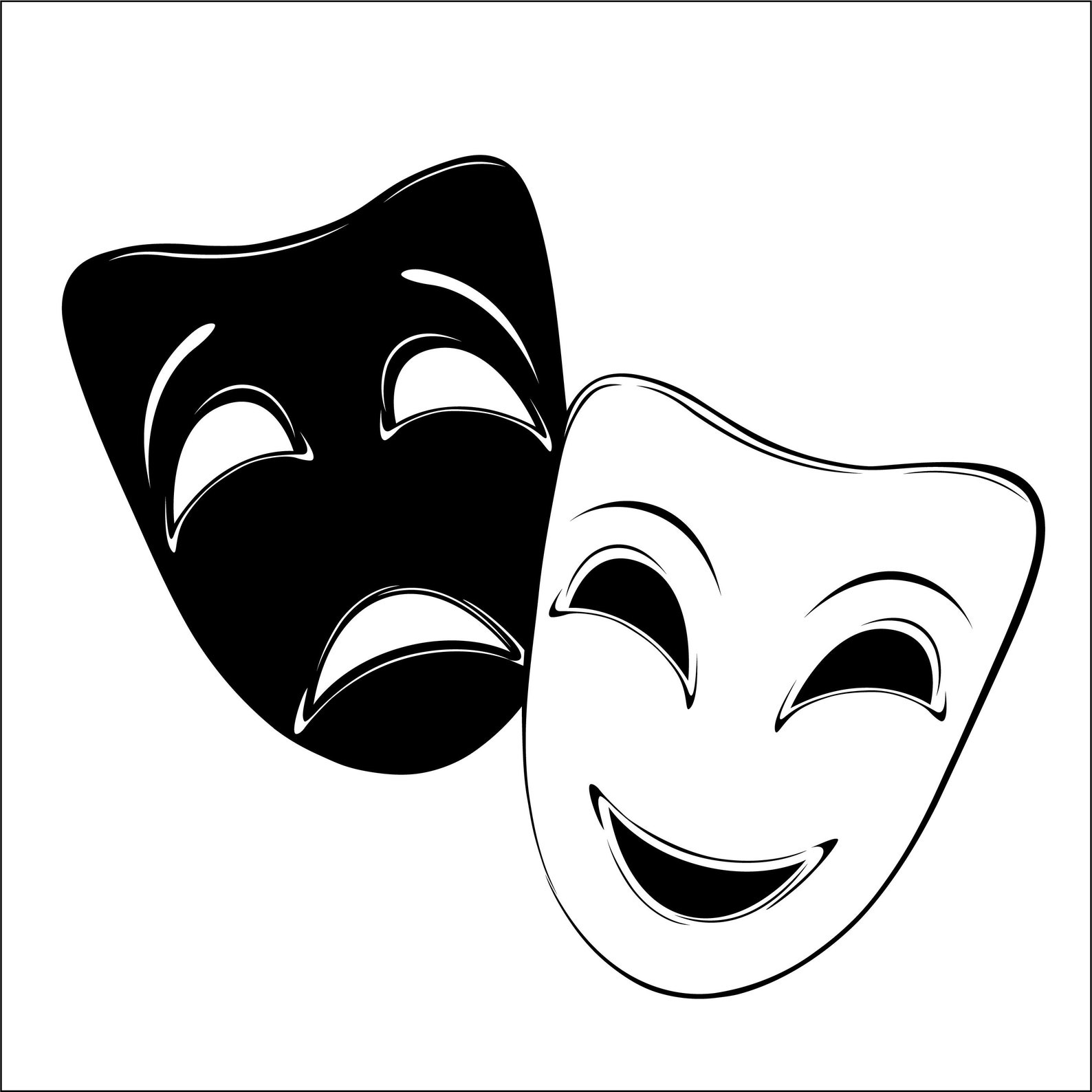 Theatrical Mask Tragedy and Comedy for Cutting SVG, Masks Silhouettes