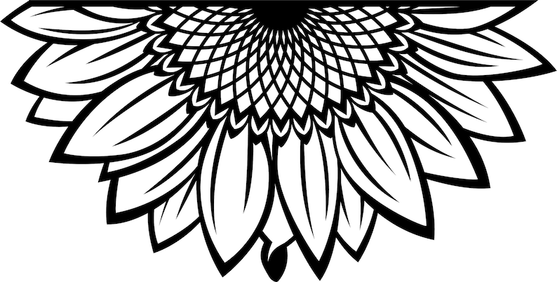 Split Sunflower for Design SVG File Half Flower PNG ClipArt | Etsy