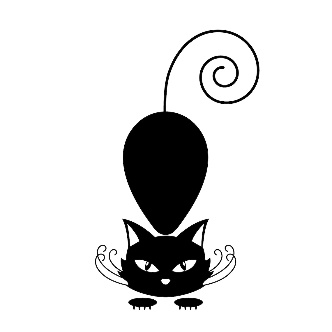 Funny Black Cats Clip Art SVG Cute Drawing Black Cat PNG | Etsy
