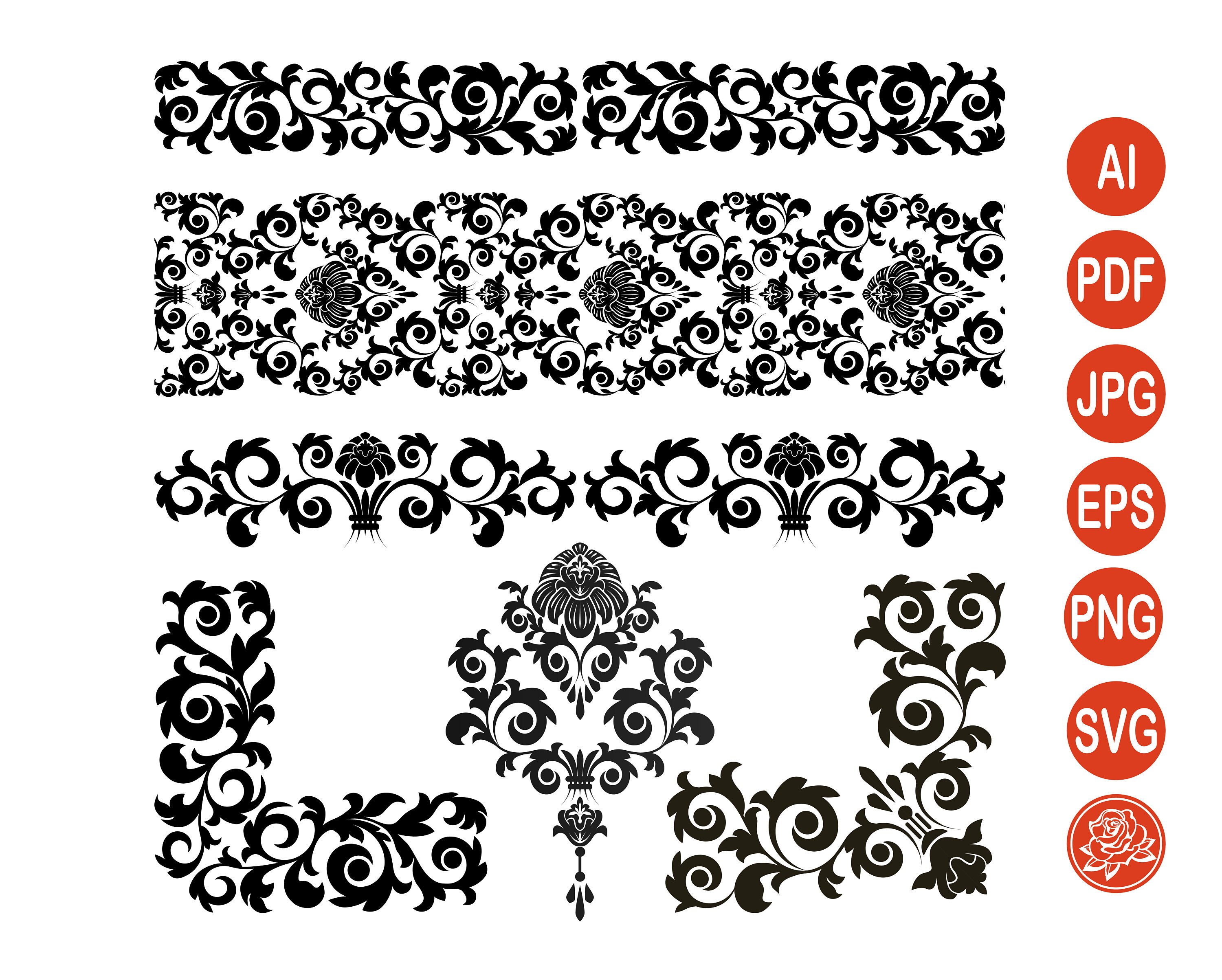 Download Vintage Corner Svg Floral Border Png Floral Design Element Etsy