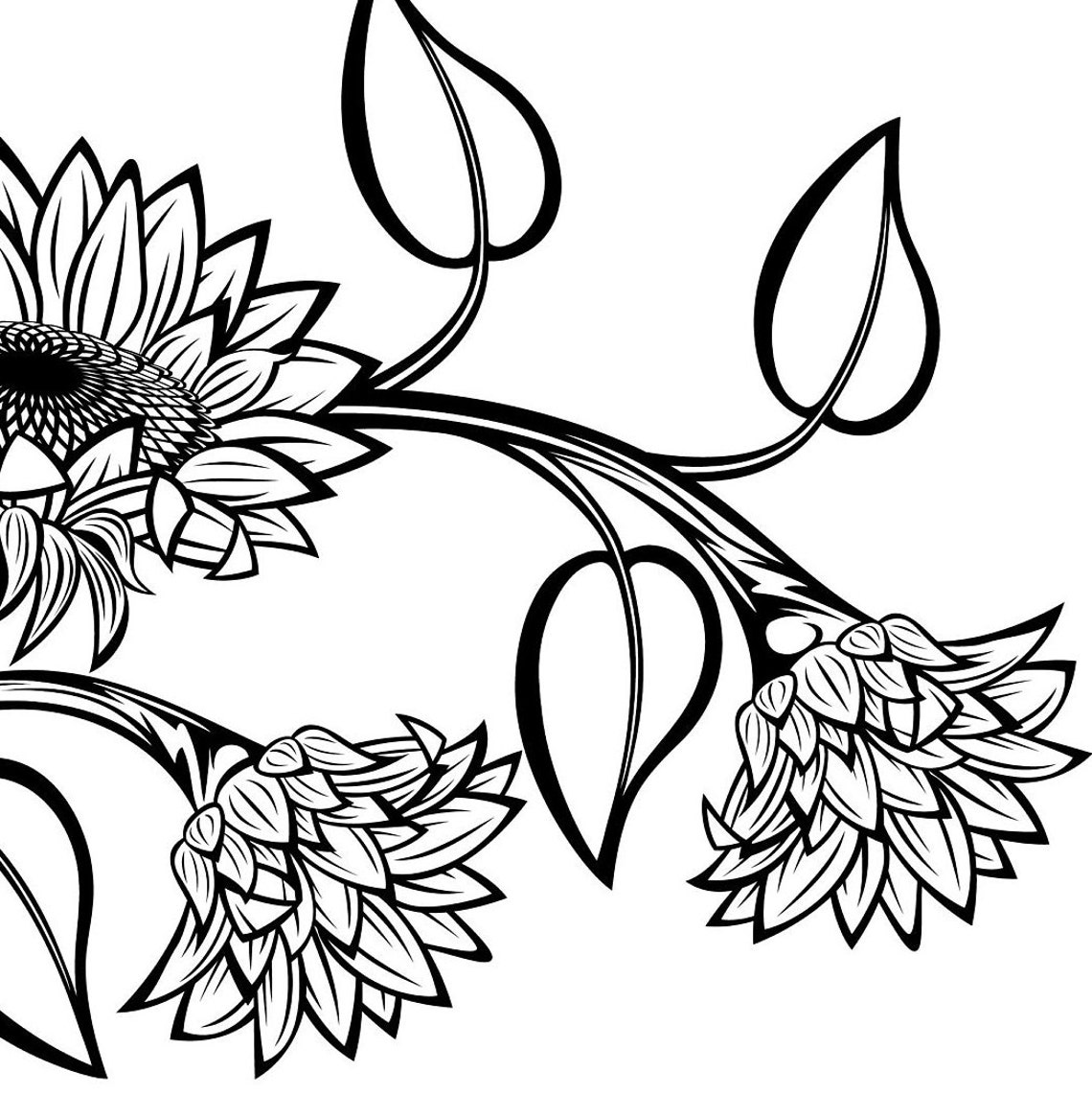 Black and white sunflowers for design SVG Sunflower cut file | Etsy