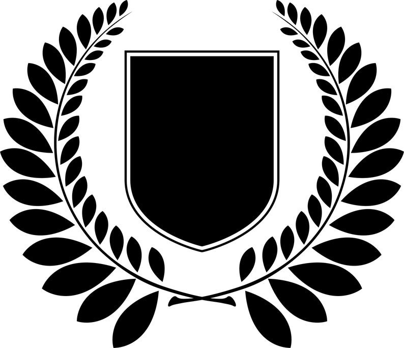 Heraldic Emblems SVG Logo Shield and Wreath of Leaves PNG Etsy