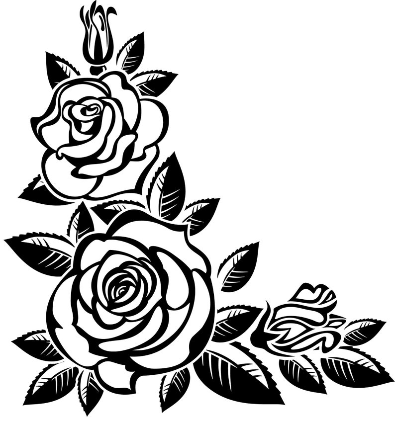 Download Rose Bouquet Template for SVG Design Silhouette of Flower | Etsy