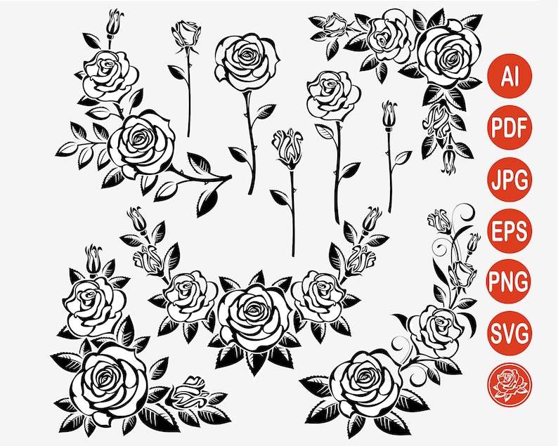 Download Rose Bouquet Template for SVG Design Silhouette of Flower ...