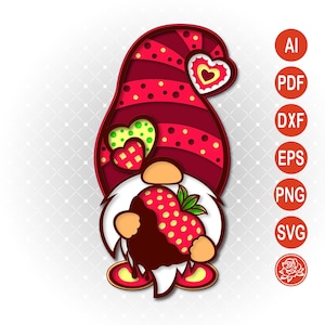 Gnome romantique en couches SVG | Bricolage en papier pour la Saint-Valentin pour une décoration unique