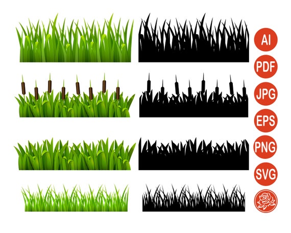 Download Digital Green Grass Border Svg Wild Herb Clip Art Png Etsy
