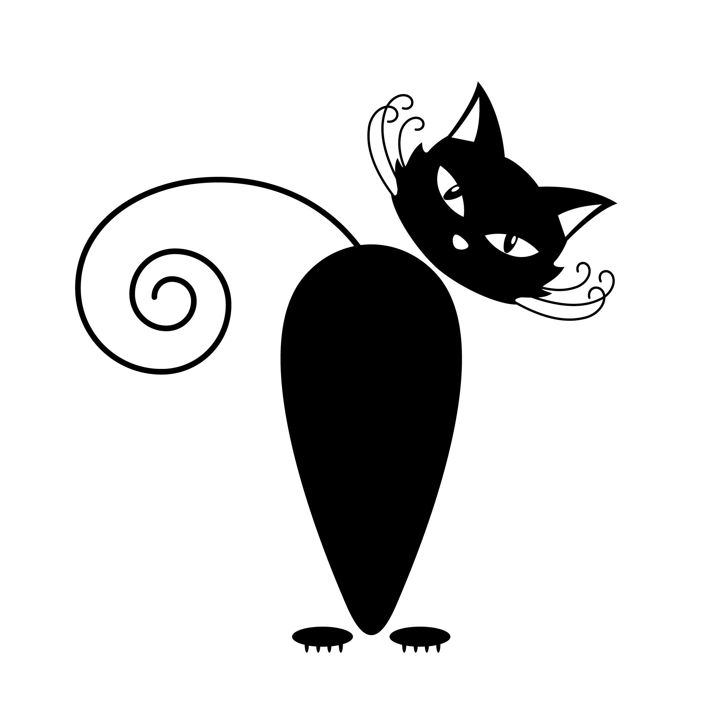 Funny Black Cats Clip Art SVG Cute Drawing Black Cat PNG | Etsy