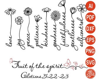 Bible verses SVG Fruit of the Spirit Galatians 5 22 23 Christian flower cut file