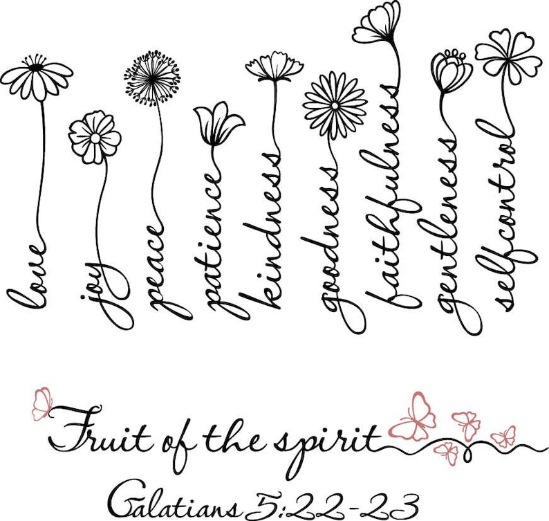 Bible Verses SVG Fruit of the Spirit Galatians 5 22 23 Christian Flower ...