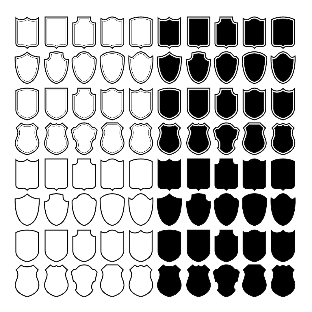 80 Shield Digital Cut Files SVG, Shield Banner DXF, Badge Silhouette ...