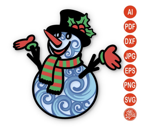 Download 3d Mandala Snowman Svg Multi Layer Christmas For Cutting Etsy