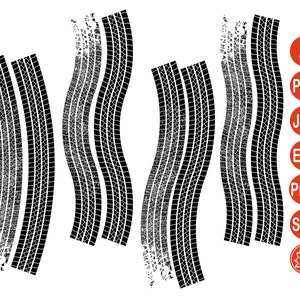 Car Tire File For Print, Tire Tracks Wall SVG, Track From Car Snowy Road, Tire Track Grunge, Road Clip Art Silhouette PNG, Car Tire Imprint