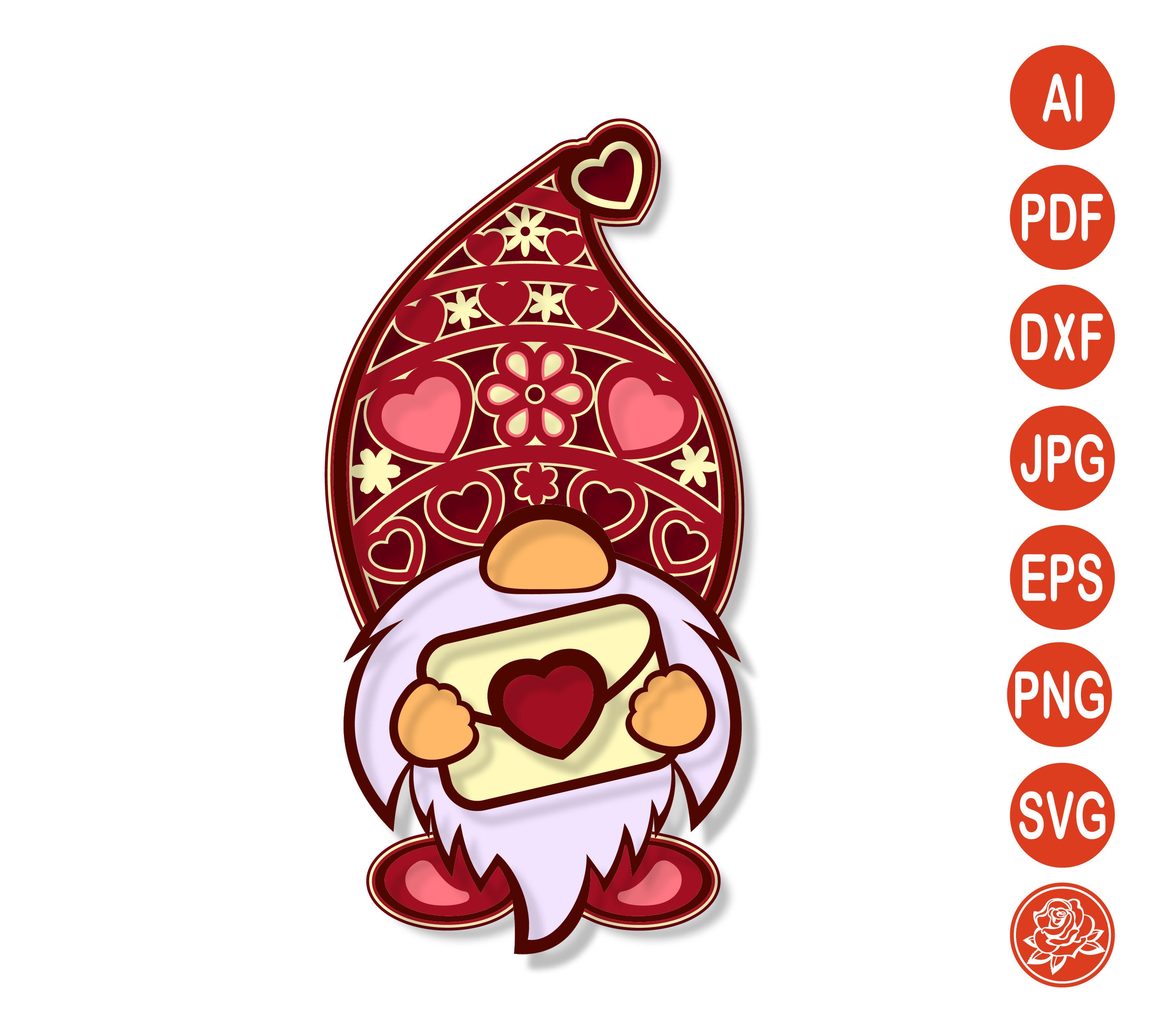 Download 3D Layered Gnome Mandala SVG Valentine's Day DXF files | Etsy