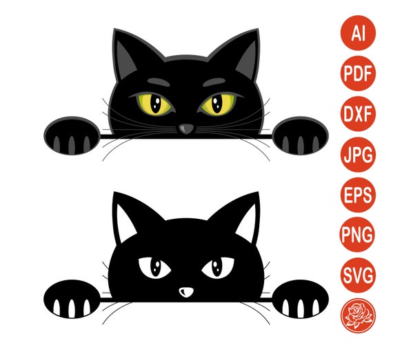 Download Cats Svg Peeping Black Cat Cut File For Cricut Silhouette Etsy
