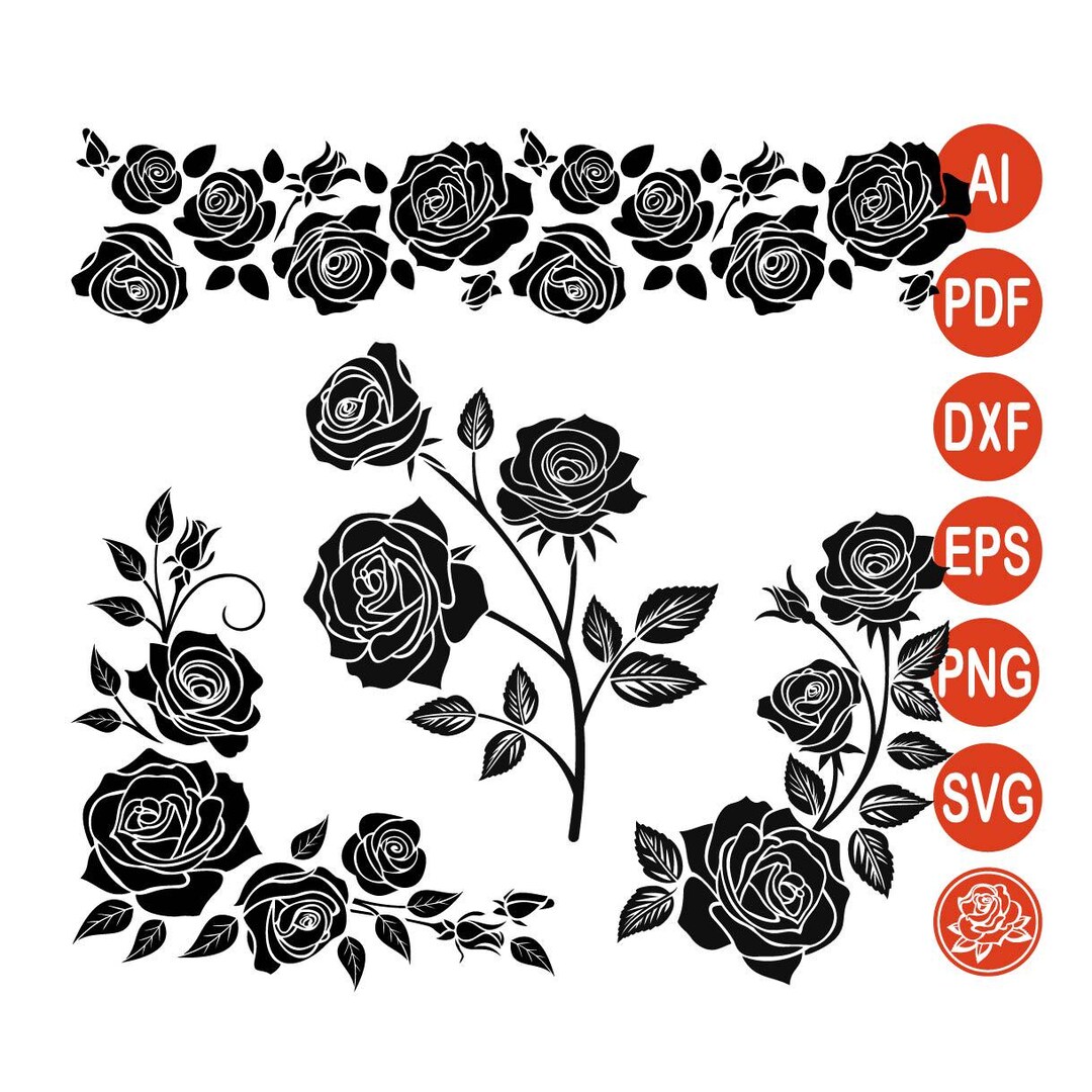 Trailing Roses Svg Rose Floral SVG Set - Etsy