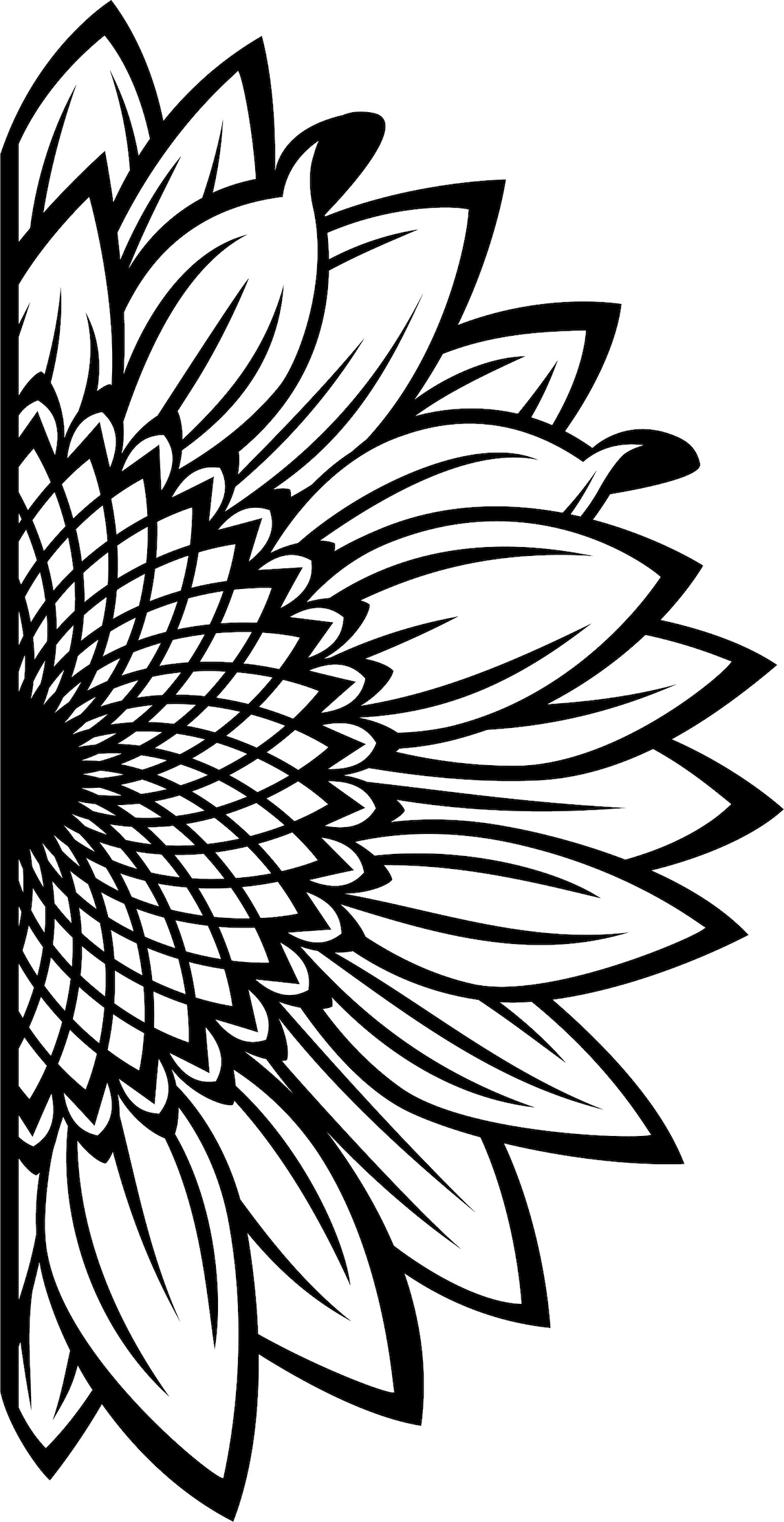 Half Sunflower Outline SVG