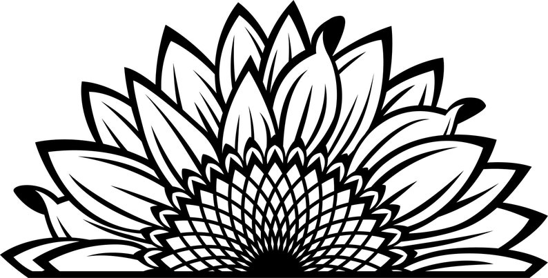 Download Split Sunflower for Design SVG File Half Flower PNG ...