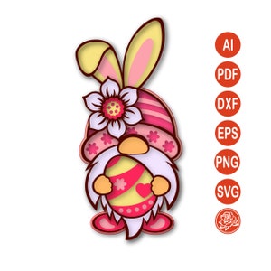 Gnome en couches Pâques SVG pour Cricut