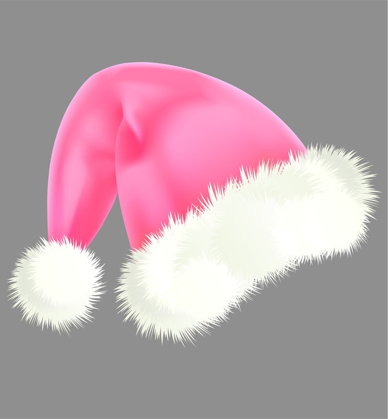 Christmas Clipart With Pink Santa Cap PNG Vector Santa Hat - Etsy