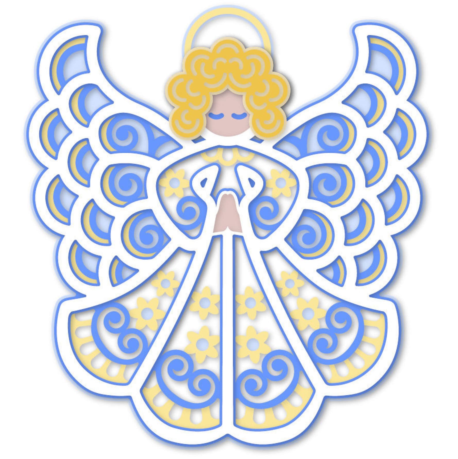 3D layered mandala angel SVG Christmas angel for cutting ...