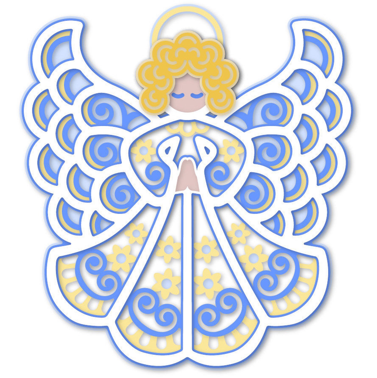 Download 3D layered mandala angel SVG Christmas angel for cutting ...