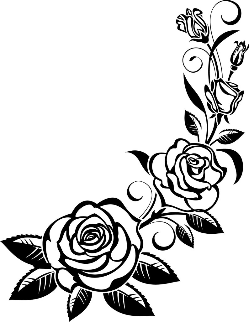 Download Rose Bouquet Template for SVG Design Silhouette of Flower | Etsy