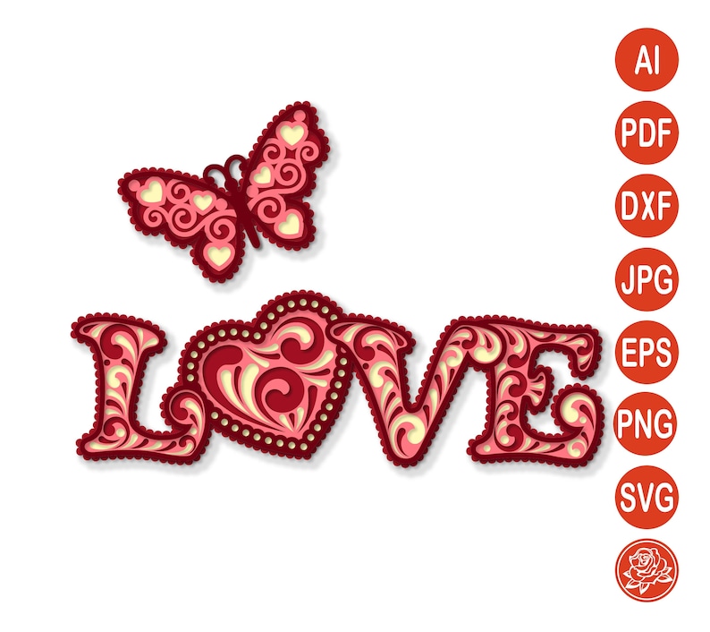 Download Valentine S Day Dxf Files For Cricut Silhouette 3d Layered Love And Butterfly Mandala Svg Clip Art Art Collectibles Vadel Com