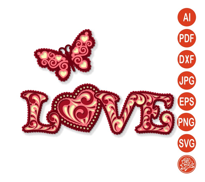 Download Valentine S Day Dxf Files For Cricut Silhouette 3d Layered Love And Butterfly Mandala Svg Clip Art Art Collectibles Vadel Com