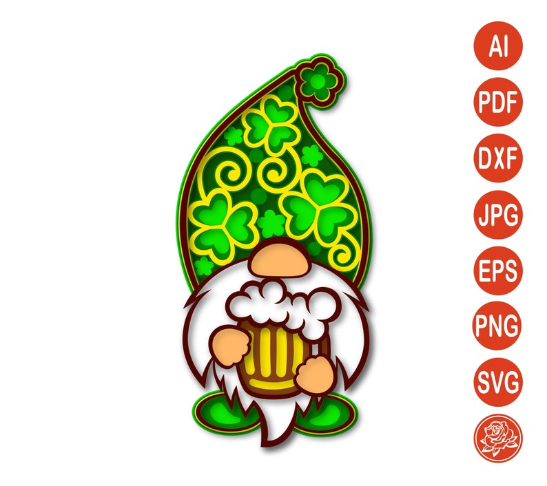 Download Clip Art 3d Layered Gnome Patrick Day Mandala Svg St Patricks Day Dxf Files For Cricut Silhouette Art Collectibles