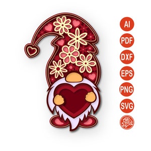 3D Layered Gnome Mandala SVG für Cricut