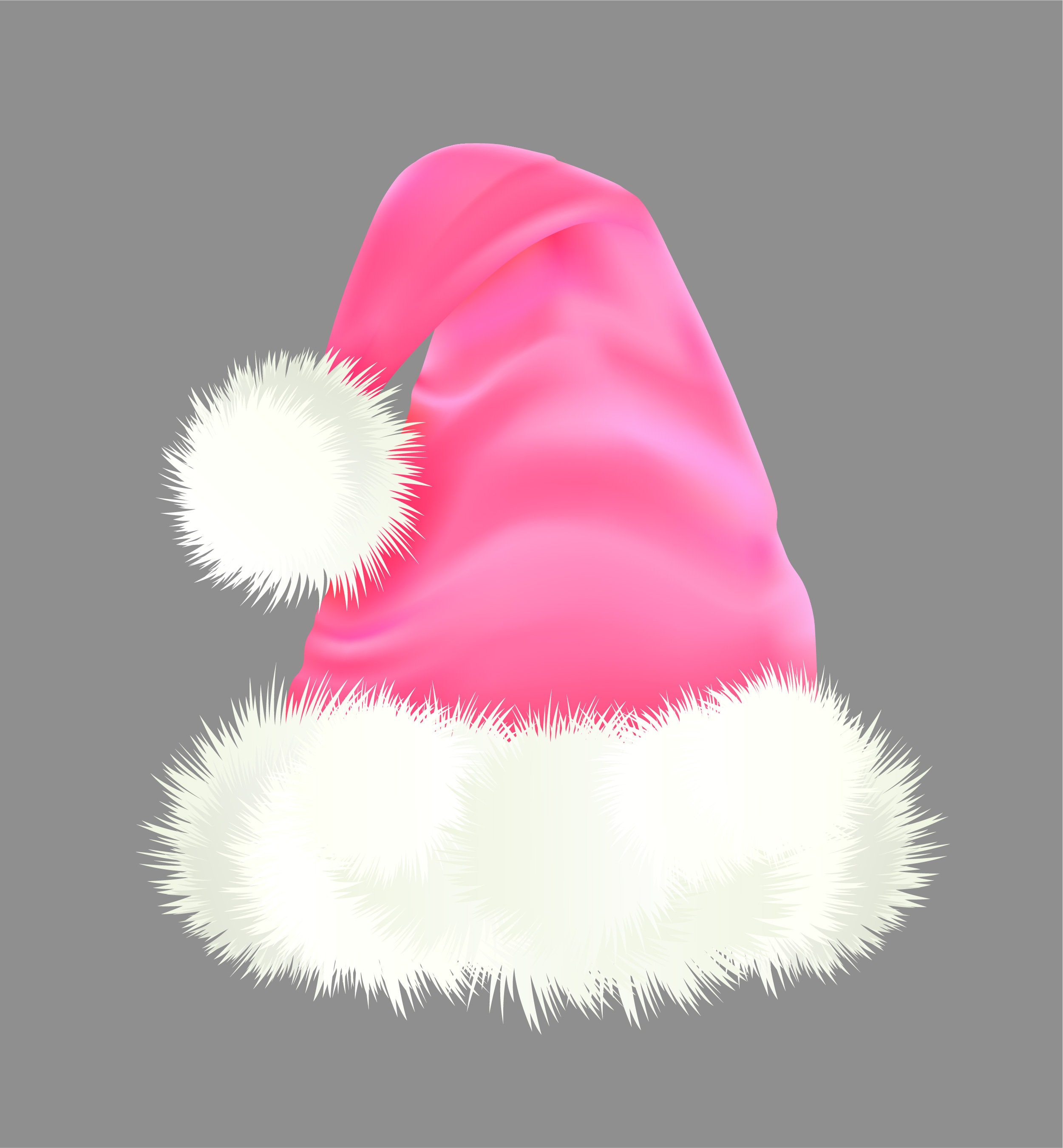 Christmas Clipart With Pink Santa Cap PNG Vector Santa Hat Etsy UK