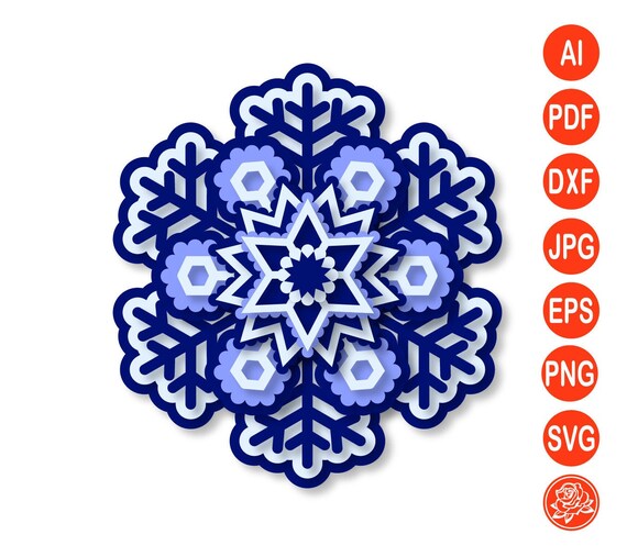 Download 3d Layered Mandala Snowflake Svg Snowflake For Cutting Etsy