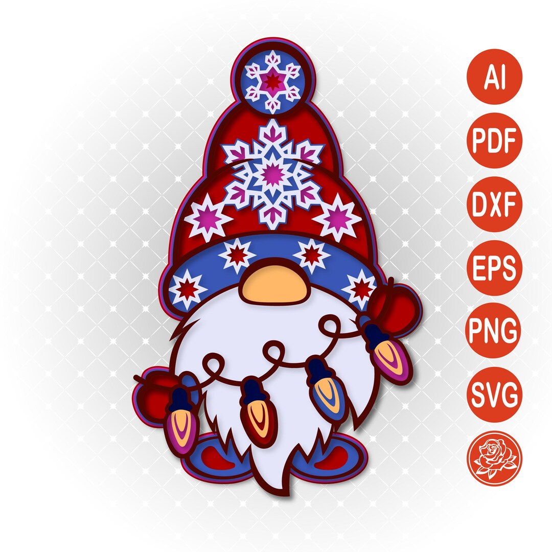 Christmas Gnome SVG Cut File | Winter Gnome With Lights | Cricut ...