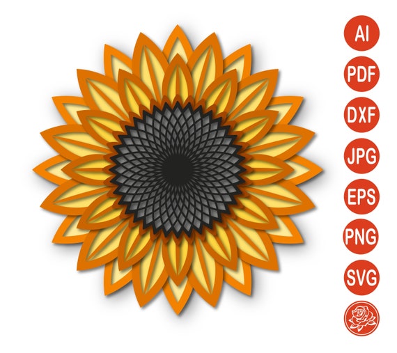Download 3D Layered Sunflower Mandala SVG Sunflower DXF files for ...