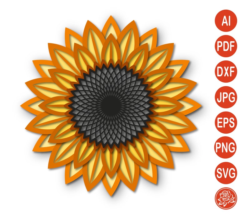 Download 3D Sunflower Mandala SVG Sunflower DXF files for Cricut | Etsy
