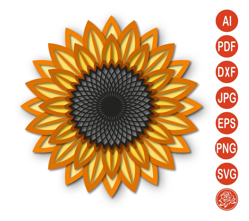 Download 3D Sunflower Mandala SVG Sunflower DXF files for Cricut | Etsy