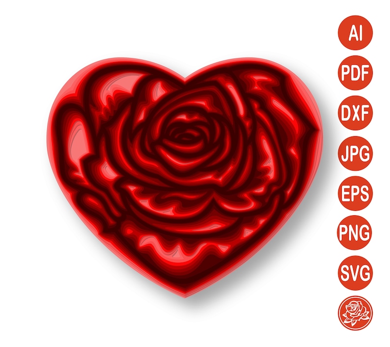Download 3D Layered Rose Mandala SVG Heart DXF files for Cricut | Etsy