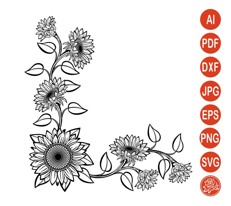 Download Black and white sunflowers for design SVG Sunflower cut ...