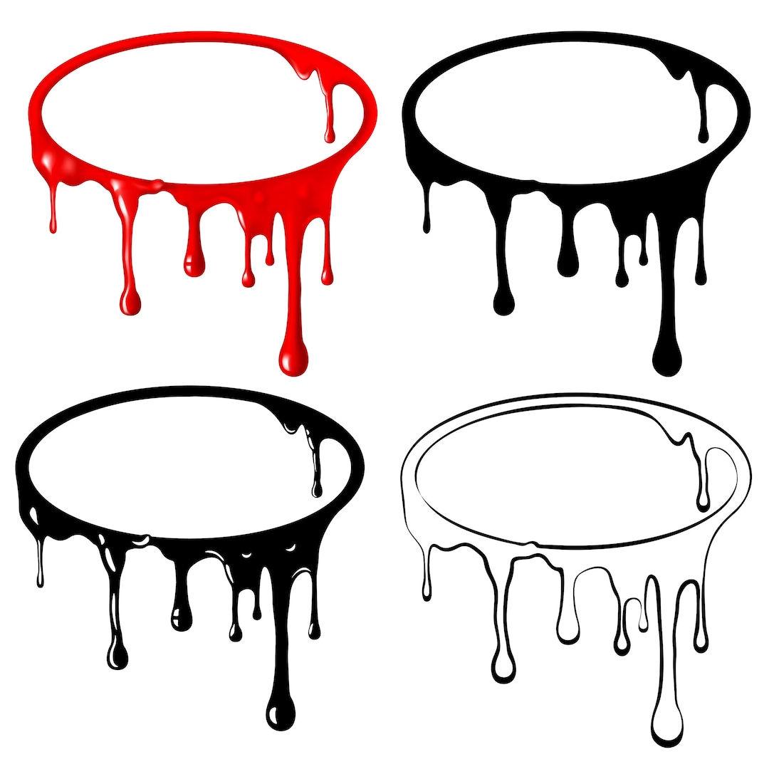 Halloween Digital Frames, Blood Frame SVG, Bloody Frame PNG, Dripping ...