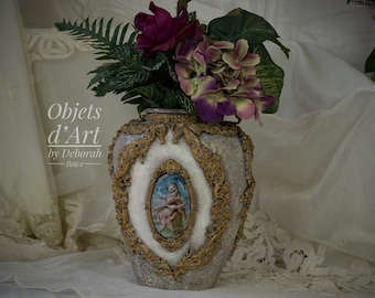 French Decor Vase French Chateau Decor French Decor Handmade Cherubs Vase Boucher One of a Kind Designer Decor