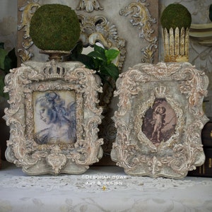 French Decor Panel Set of 2 Handmade Decorative Ornate Wall Hangings French Provincial Chateau Old World Antiqued Patina One of a Kind Decor