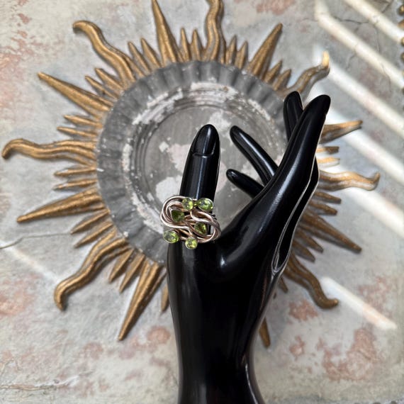 Peridot Statement Ring Sterling Silver Ring, East… - image 6