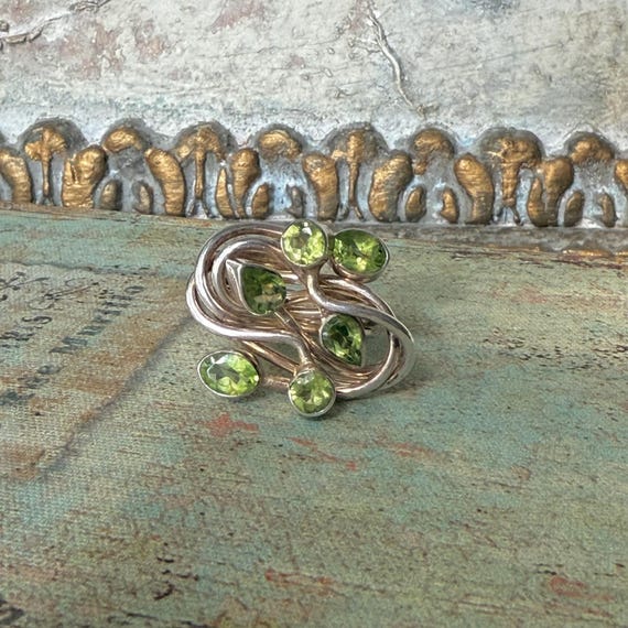 Peridot Statement Ring Sterling Silver Ring, East… - image 5