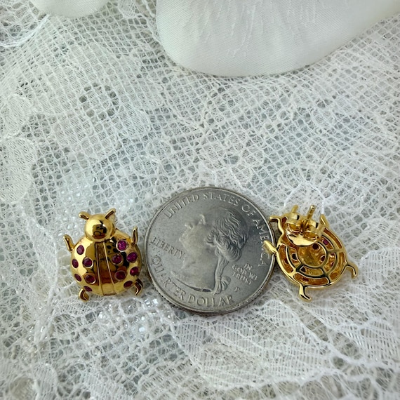 Rarities Ruby Ladybug Stud Earrings, 18K Gold ove… - image 5